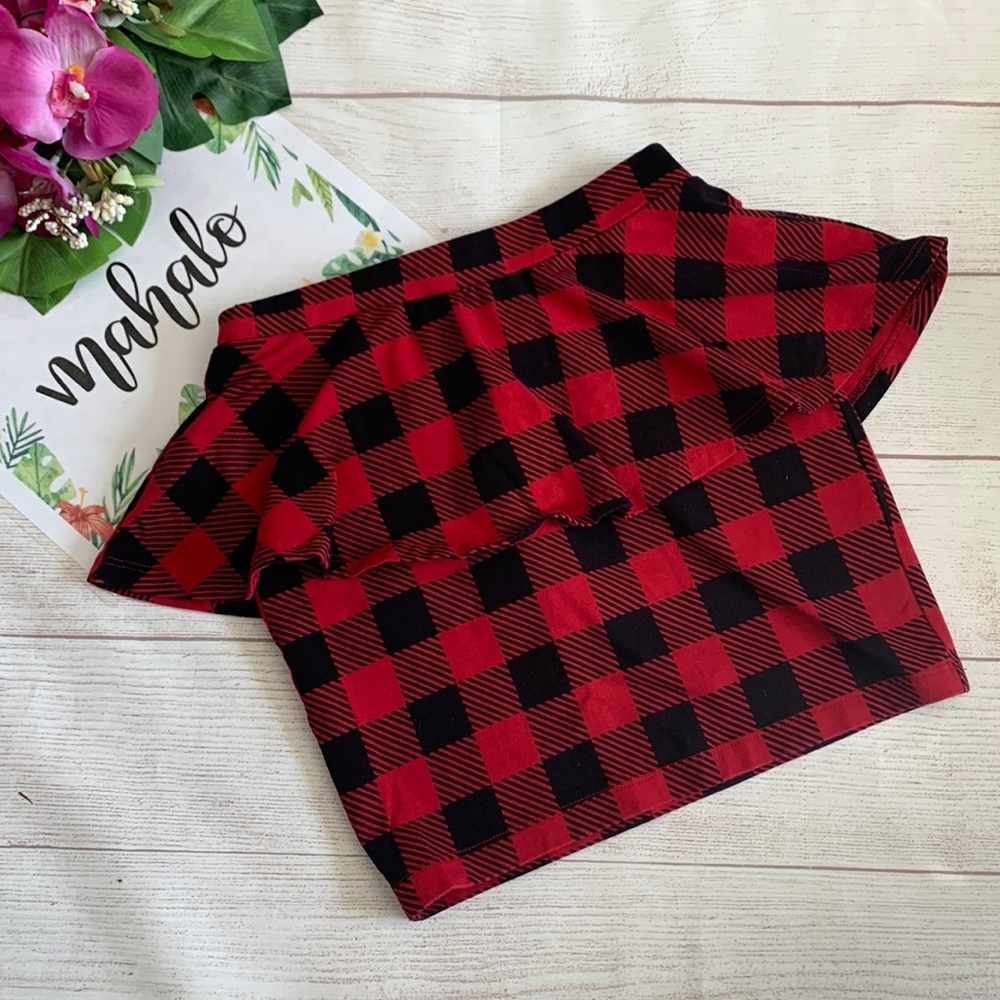 Buffalo Plaid Peplum Mini Skirt